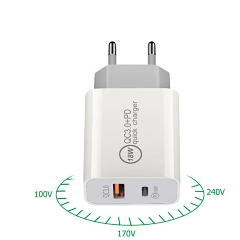 شارژ سریع PD شارژر دیواری 18 وات سازگار با USB C Apple iPhone 11 Mac Book Air / Pro